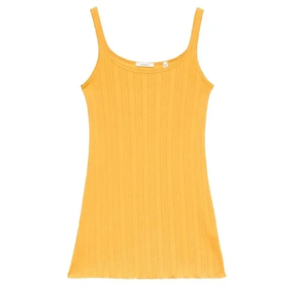 Doen Cynthia Cotton Tank Mini Dress Jonquille Apolline Pointelle Yellow Gold - Picture 13 of 13